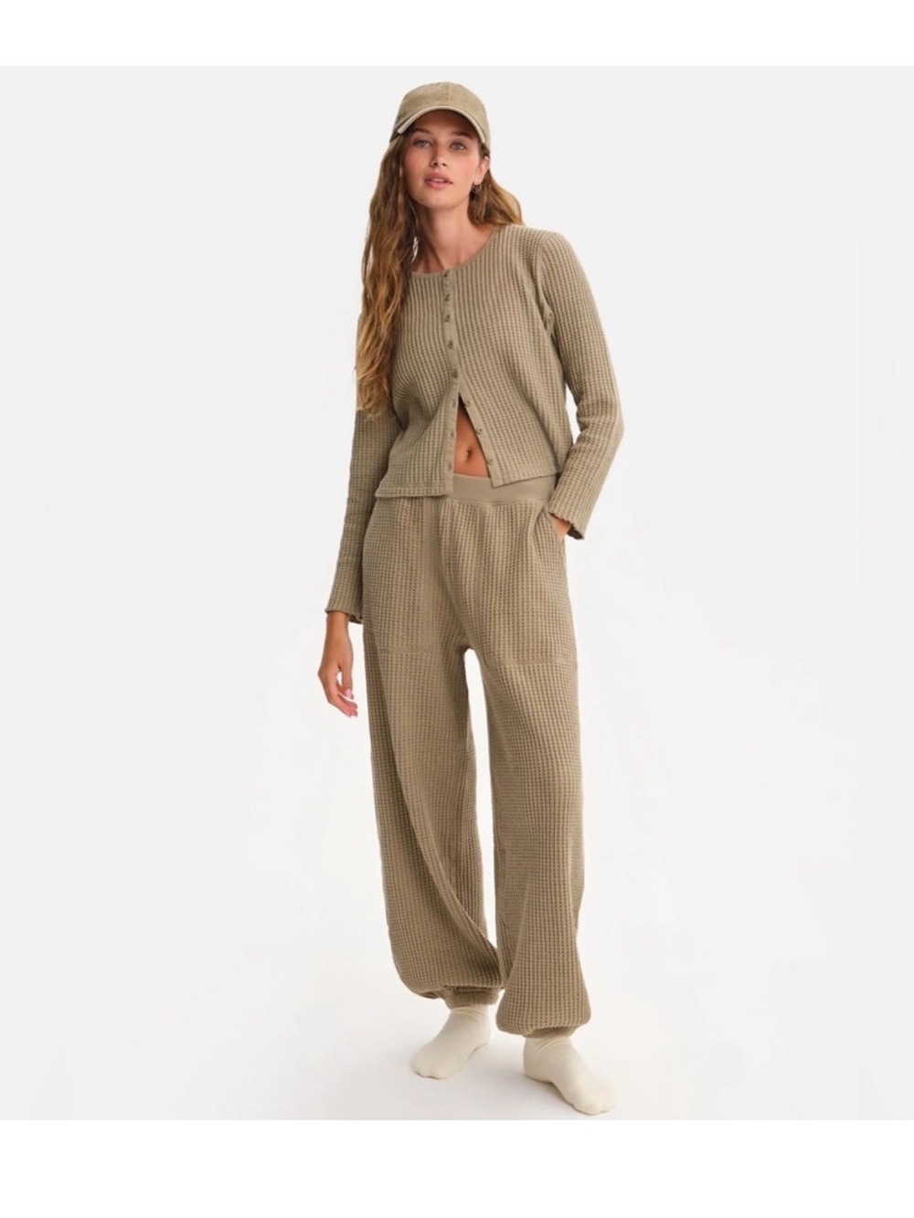 Mate The Label Organic Waffle Crew Cardigan and Joggers